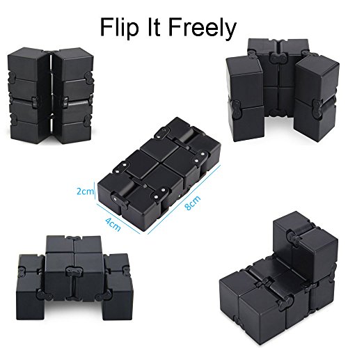 Funxim Infinity Cube Toy para Adultos y niños, versión Nueva Fidget Finger Toy Stress y Ansiedad, Killing Time Fidget Toys Infinite Cube para Office Staff (Negro)