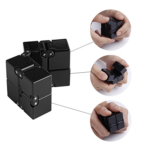 Funxim Infinity Cube Toy para Adultos y niños, versión Nueva Fidget Finger Toy Stress y Ansiedad, Killing Time Fidget Toys Infinite Cube para Office Staff (Negro)