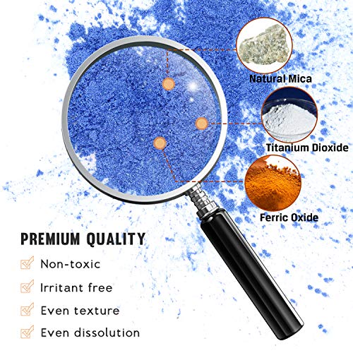 Funxim Pigmentos en Polvo 15pcs × 10g, Pigmentos para Resina Epoxi, Natural Mica Tintes para DIY Slime, Jabon, Pintauñas, Sombra de Ojos, Cera