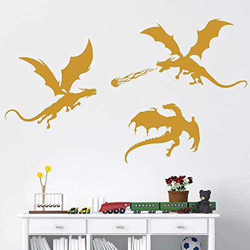 FXBSZ pegatinas de pared de silueta de dinosaurio personalizables pegatinas de vinilo decoración sala de juegos para niños dormitorio infantil extraíble gris 90 cm x 54 cm