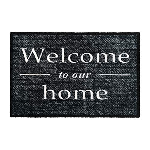 GadHome Welcome Felpudo de Puerta para Interior o Exterior 50x75cm, Gris | Welcome to Our Home Alfombra Antideslizante, Absorbente, Tapete de Puerta