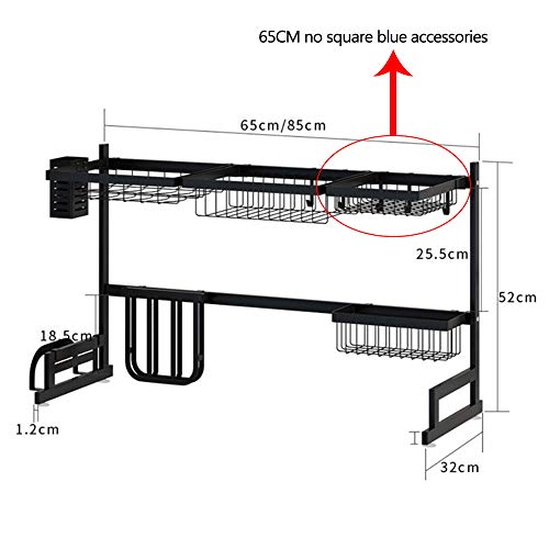 Galapara Escurridor de cubiertos, Estante de Almacenamiento de Cocina, Fregadero de Secado Tablero de Drenaje Estante para Platos Estante, utensilios de cocina de protección Ambiental Inoxidable 65cm