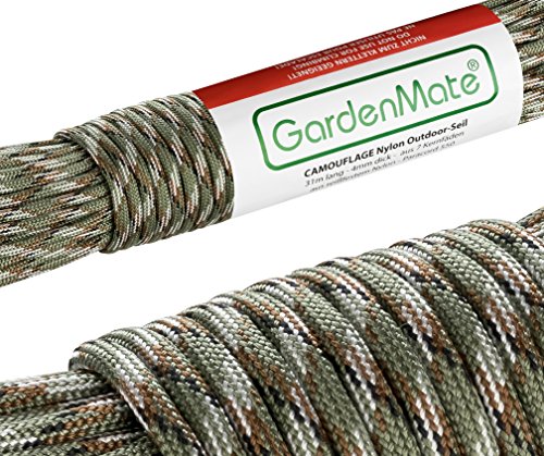 GardenMate Cuerda de Nailon para Exteriores Paracord 550 Profesional I I 31 m Longitud 4 mm Grosor I Cuerda con Revestimiento y núcleo de 7 Hilos de Nailon Resistentes al desgarro