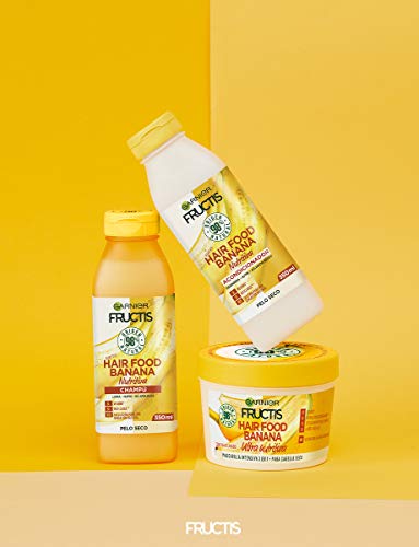 Garnier Fructis Hair Food Mascarilla Nutritiva de Banana para Pelo Seco - Pack de 3 x 390 ml