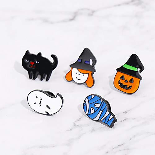 Garretlin - Broche creativo para Halloween, diseño de momia y bruja con cabeza de calabaza, diseño de gato