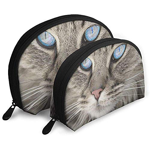 Gato Retrato de Gato Bolsas portátiles de Ojo de Gato Bolsa de Maquillaje Bolsa de artículos de tocador, Bolsas de Viaje portátiles multifunción Pequeña Bolsa de Embrague de Maquillaje con Cremallera