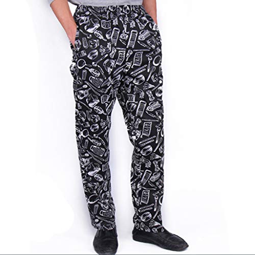 Gazechimp Ropa Cocinero Hombre y Hermana/Cintura Elástica con Pantalones Ligero de Chef - Artículos de Cocina, XL