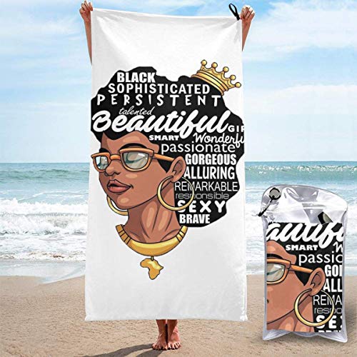 Gebrb Toalla de baño de Microfibra,Toallas de Gimnasio Dashiki Melanin Afro Woman Microfiber Fast Drying Swimming Beach Towels Suitable for Camping, Backpacking,Gym, Beach, Swimming,Yoga