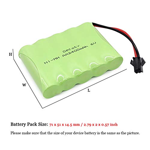 Gecoty® Paquete de baterías de 6 V, Paquete de baterías NiMH, Paquete de baterías AA Recargables de 2400 mAh con Cable de Carga USB, Enchufe SM 2P para niños 4WD RC Car 1/18, RC Truck 1:12