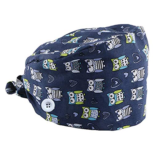 GEMVIE Gorros de Quirofano para Hombres y Mujers Ajustable,Reutilizable,con Estampado Animal,Gorros de Enfermera Cocinero Dentista Unisex,Color 7