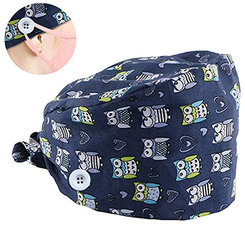 GEMVIE Gorros de Quirofano para Hombres y Mujers Ajustable,Reutilizable,con Estampado Animal,Gorros de Enfermera Cocinero Dentista Unisex,Color 7