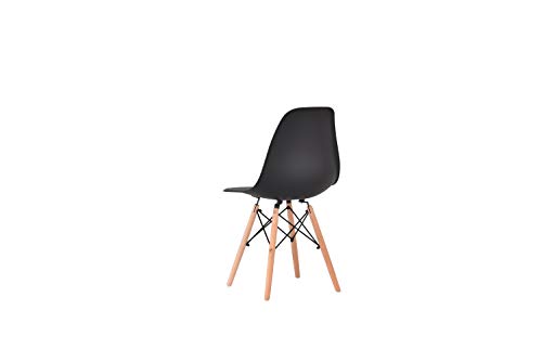 Générique – Juego de 4 sillas de comedor con patas de madera de haya, sillas para restaurante o oficina, color negro