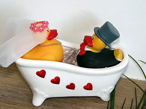 generisch Regalo de Boda - Patito de baño - Regalo de Boda Divertido para Bodas de Hombres, Bodas de Mujeres, Pareja de Regalos, Boda, Lesbiana, Boda, Regalos de Dinero, Frau & Mann, 16x8x10cm