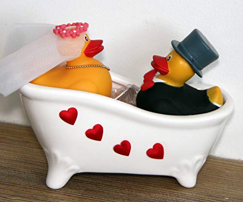 generisch Regalo de Boda - Patito de baño - Regalo de Boda Divertido para Bodas de Hombres, Bodas de Mujeres, Pareja de Regalos, Boda, Lesbiana, Boda, Regalos de Dinero, Frau & Mann, 16x8x10cm