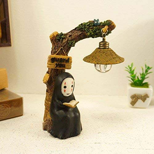 GENGJ Spirited Away Sin Rostro Hombre Noche Luz Chi en Chihiro Mesa Lámpara de Escritorio Miyazaki Hayao Anime Kaonashi Regalo para niños Juguete para niños Decoración para el hogar Artesanía