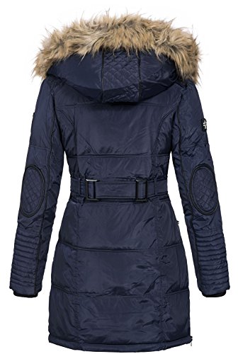 Geographical Norway Belissima - Chaqueta de invierno para mujer con capucha de piel XL azul marino M