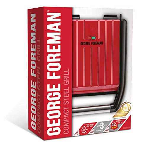 George Foreman Compact – Grill Eléctrico (Plancha Grill de 1200 W, 3 porciones, Rojo) - ref. 25030-56