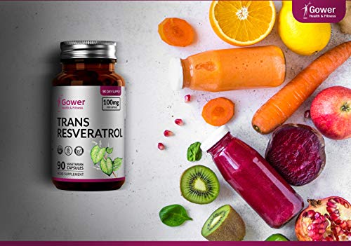 GH Trans Resveratrol 100mg del Extracto de Knotweed Japonés | 90 Capsulas Veganas | Antioxidantes Potentes | Suplemento de Polifenoles de Estilbenoides Naturales | Sin OGM y Sin Gluten