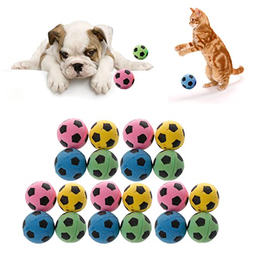 GHBOTTOM - Juguete para gatos, 20 unidades, sin ruido, pelota de goma EVA, suave espuma para juegos de fútbol para gatos