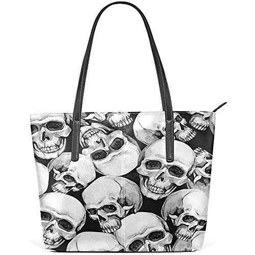 G.H.Y Bolso de Piel sintética con diseño de Calavera de azúcar, Color Blanco, para Mujeres y niñas