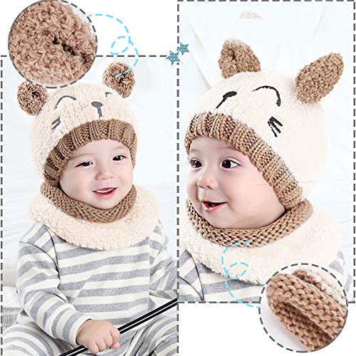 Gifort Warm Kids Knitted Hat Gorra Unisex Bufanda Set 3 Piezas con Blanco