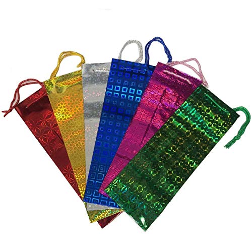 Gifts 4 All Occasions Limited SHATCHI-782 - Lote de 50 bolsas holográficas de regalo para botella de vino, diseño navideño, multicolor , color/modelo surtido