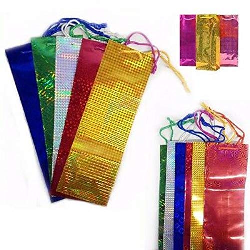 Gifts 4 All Occasions Limited SHATCHI-782 - Lote de 50 bolsas holográficas de regalo para botella de vino, diseño navideño, multicolor , color/modelo surtido