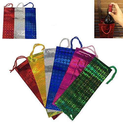 Gifts 4 All Occasions Limited SHATCHI-782 - Lote de 50 bolsas holográficas de regalo para botella de vino, diseño navideño, multicolor , color/modelo surtido