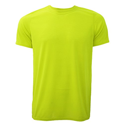 Gildan - Camiseta Deportiva Transpirable de Manga Corta para Hombre - 100% poliéster (2XL) (Verde Fluorescente)