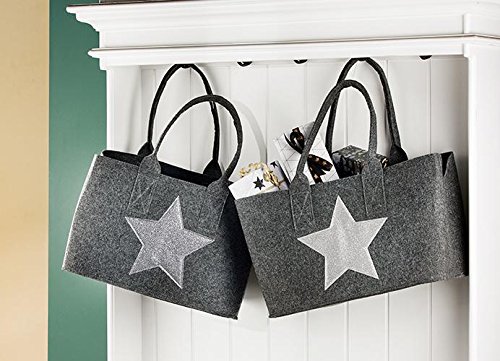 Gilde Fieltro Bolsa Estrella 40 cm Gris 1 Pieza Lavado Bar para la Compra Madera Brillante Estrella En Una página