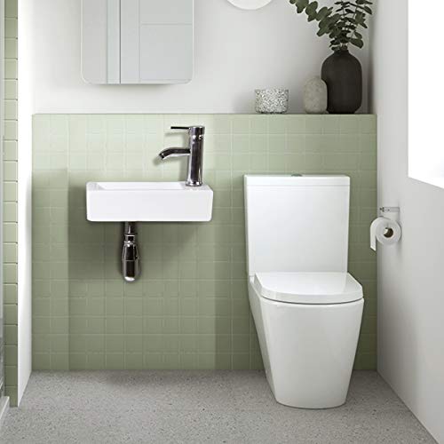 Gimify Lavabo Pequeño de Pared Compacto Mini Lavamanos Baño, Grifo y Desagüe Incluidos