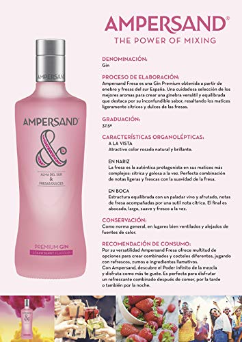 Ginebra premium Ampersand Ginebra sabor Fresa 37.5º 70 cl