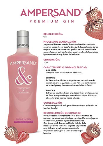 Ginebra premium Ampersand Ginebra sabor Fresa 37.5º 70 cl