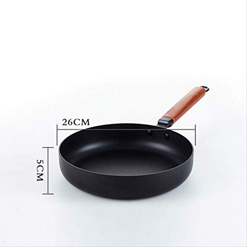 GJDBBLY Olla 26cm Caliente Venta Fritura Pan Antiadherente Hierro Fundido Pan Multifunción Wok 26CM Negro-