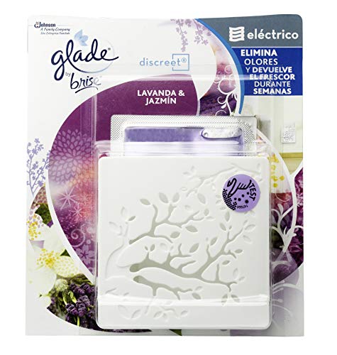 GLADE Discreet Eléctrico Lavanda - Ambientador eléctrico de hogar formato Aparato + Recambio, elimina olores y devuelve el frescor, fragancia Lavanda