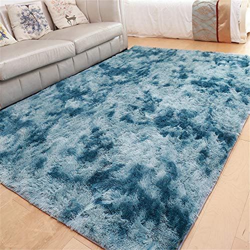 GLITZFAS Shaggy alfombras de Pelo Largo alfombras Salon alfombras de habitacion moquetas Sala de Estar para Habitación (Azul Pavo Real,80 * 120cm)