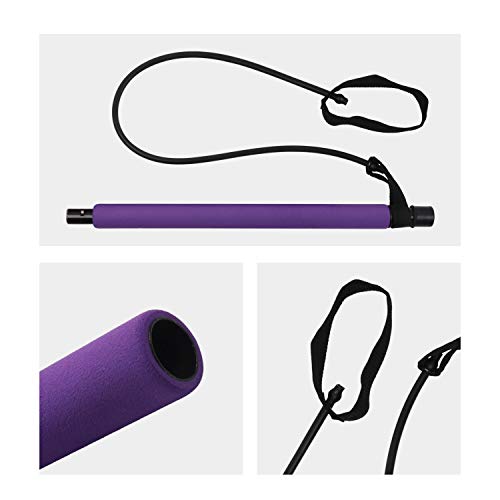 GLKEBY Kit de Barra de Pilates con Banda de Resistencia, Gimnasio Multifuncional portátil para el hogar, Ejercicio de Pilates Stick, Entrenamiento Total del Cuerpo, para Yoga, Fitness