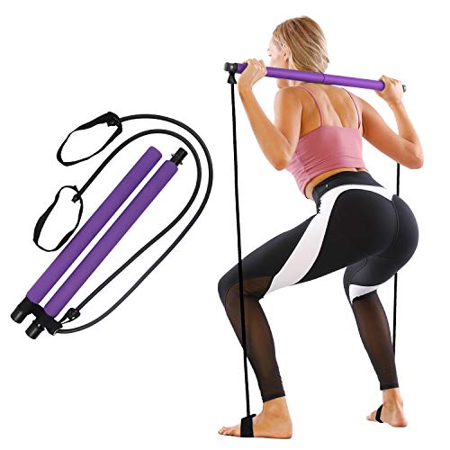 GLKEBY Kit de Barra de Pilates con Banda de Resistencia, Gimnasio Multifuncional portátil para el hogar, Ejercicio de Pilates Stick, Entrenamiento Total del Cuerpo, para Yoga, Fitness