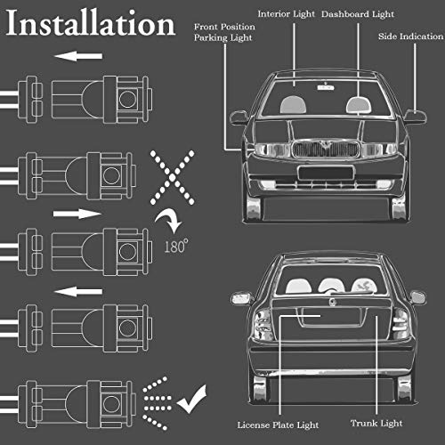 GLL T10 501 Bombillas LED Azul W5W 194 168 Bombillas Sin Tapa con Cuña T10 3030-1SMD Para el Interior del Automóvil Luz de Techo Luz del Salpicadero Luz Lateral de la Matrícula del Maletero