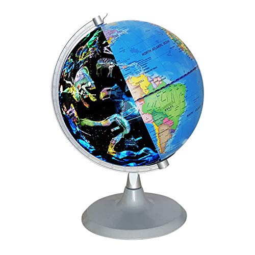 Globo Mapa del Mundo Iluminado Globo,Mundo Globo De La Constelación,con Mapa Detallado del Mundo para La Luz Iluminada Vista Nocturna Lámpara del Globo para La Escuela El Hogar Y La Oficina,Globe