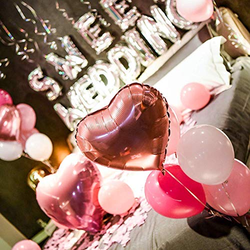 Globos de Papel de Aluminio BESTZY Globos de Corazón Oro Rosa Globos en Forma de Corazón 10 Pulgadas para la Decoración del Boda Cumpleaños