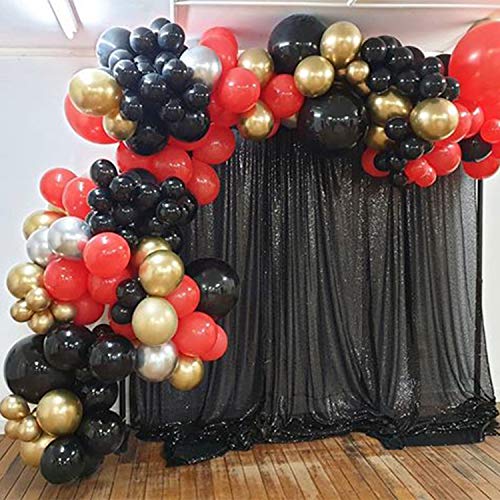 Globos Dorados, 100 Piezas Globos Metalizados Dorados y Latex Negros y Latex Rojos, para Cumpleaños, Bodas Aniversario, Bautizos Comunion Baby Shower, Graduacion Fiesta Decoracion