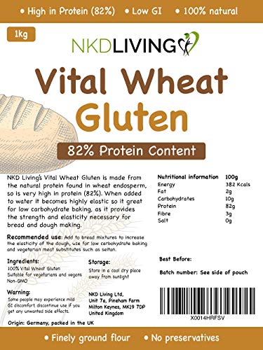 Gluten de trigo vital 1 kg por NKD Living con 82% de contenido de proteína