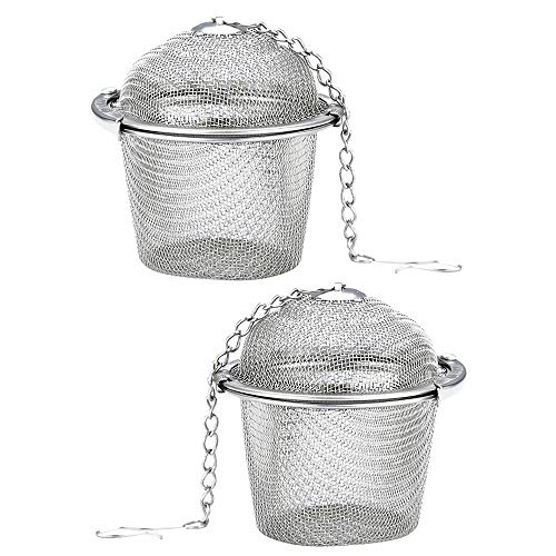 Gobesty Bola de colador de té para té suelto, 2 piezas Colador de infusor de bola de té de acero inoxidable, Infusor de bola de té, Colador de té con cadena para té suelto