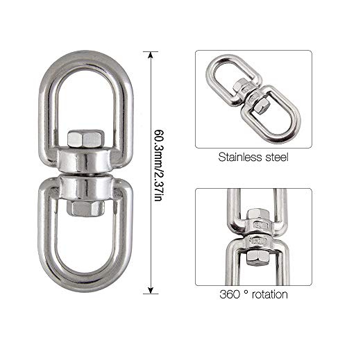 Gobesty Ganchos giratorios, 8 piezas M5 Gancho de ojo giratorio de doble extremo para silla giratoria Parrilla giratoria, bolsa de arena, columpio colgante, accesorio de techo, maceta, correa de perro