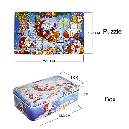 Gobus Rompecabezas de Madera Papá Noel Reno de Navidad Feliz Navidad Rompecabezas Educación Puzzle Juguete para niños Adolescentes Adultos (60 Piezas)