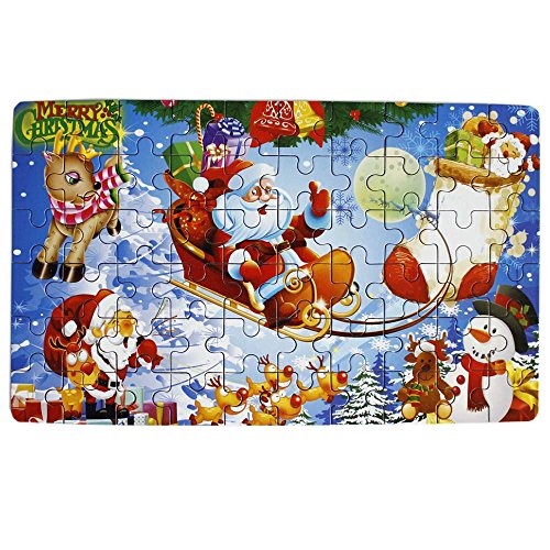 Gobus Rompecabezas de Madera Papá Noel Reno de Navidad Feliz Navidad Rompecabezas Educación Puzzle Juguete para niños Adolescentes Adultos (60 Piezas)