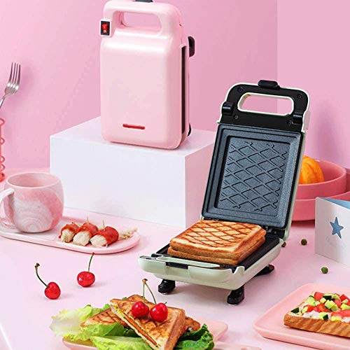 Gofrera sandwichera 600W profundo de relleno antiadherente waffle cafetera frío al tacto manijas-Encendido/Listo Luces indicadoras fáciles de acero y terminar de limpiar Rosa-inoxidable