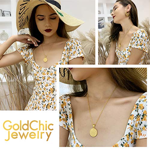 GoldChic Jewelry Escorpio Dorado Colgante Constelación 12 Signos Astrológicos Collar Ajustable, Acero Inoxidable con baño de 18K Oro, Gratis Caja de Regalo