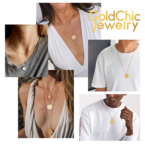 GoldChic Jewelry Escorpio Dorado Colgante Constelación 12 Signos Astrológicos Collar Ajustable, Acero Inoxidable con baño de 18K Oro, Gratis Caja de Regalo